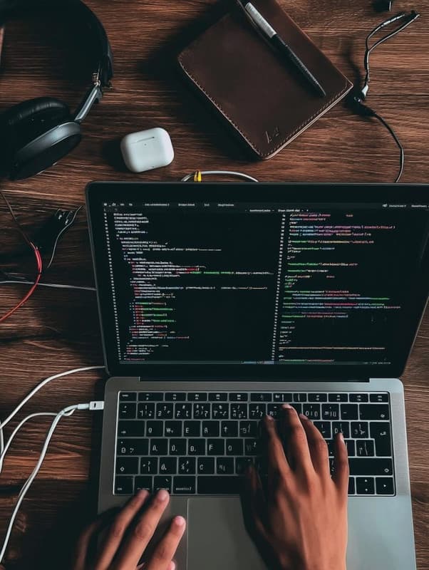 Designer working on a website layout on a computer.